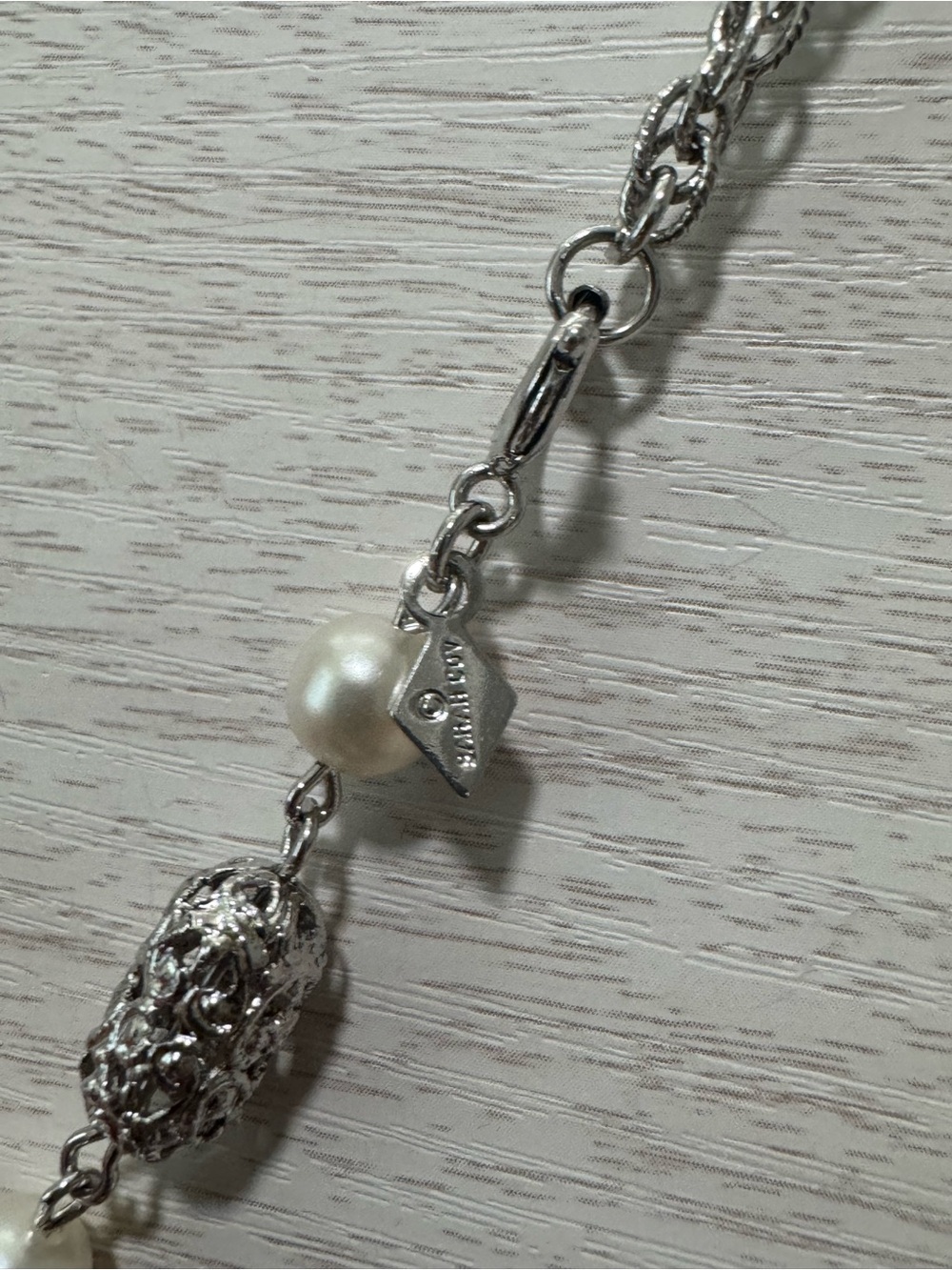 Sarah Coventry Silver Tone Faux Pearl Necklace - Picture 6 of 6